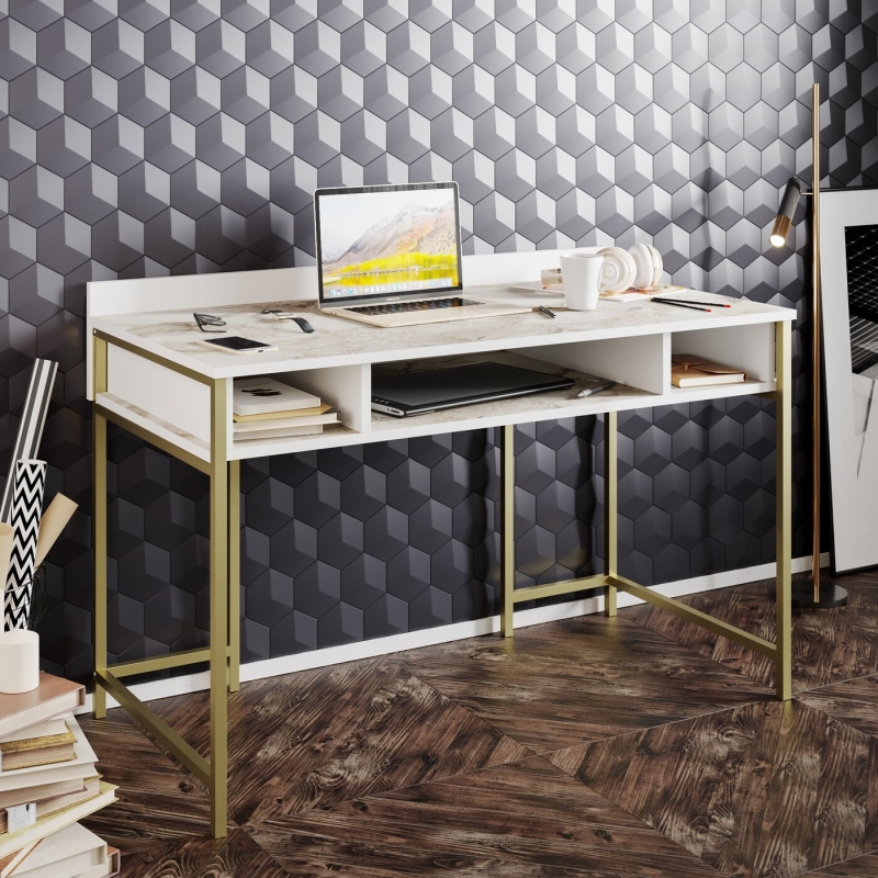 Bureau Tumata Melamine Goud Wit