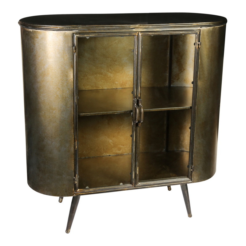 PTMD Kast Spacer Brass Iron Glas Deur Laag