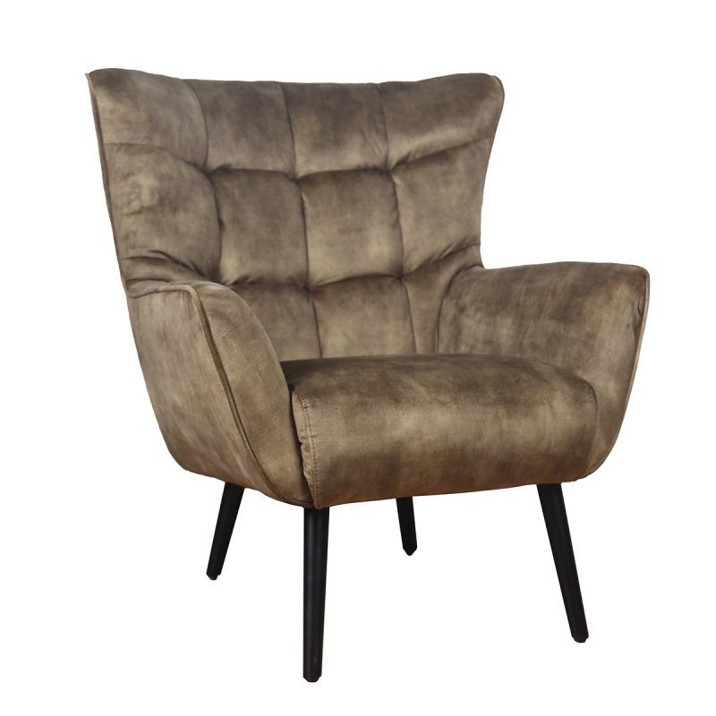 PTMD Fauteuil Kian Velvet Washed Olijf Groen