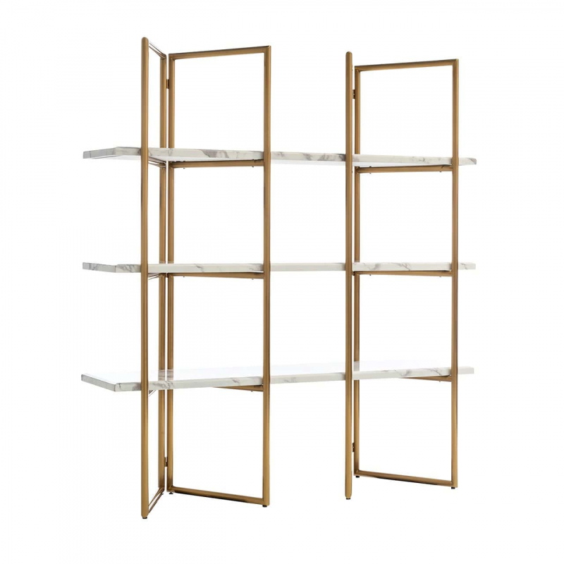 Richmond Wandkast Lagrand Goud Met 3 Planken Faux Marmer