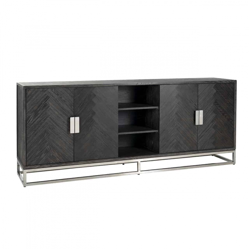 Richmond Dressoir Blackbone Zilver 4-deuren + open vak