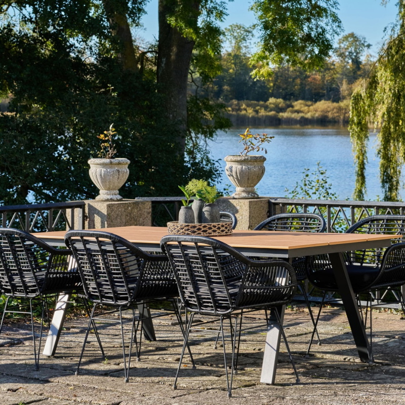 House Nordic Tuintafel Toronto Naturel/Zwart 220cm