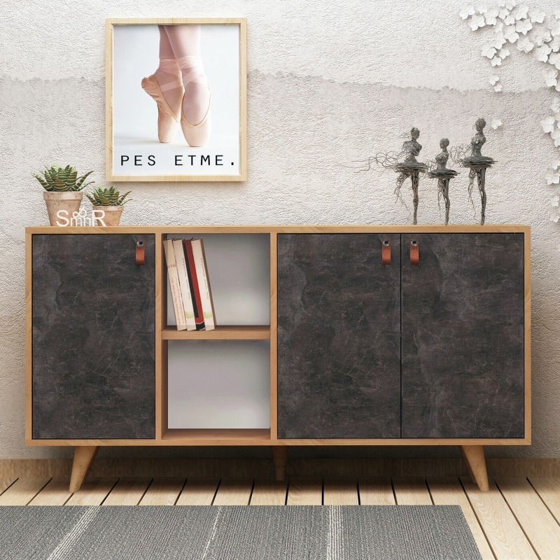 Dressoir Planky Melamine Eiken Donker Concrete