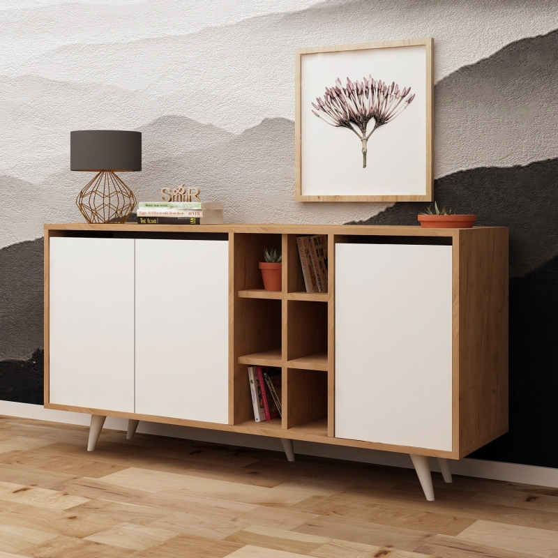 Dressoir Seria Melamine Eiken Wit