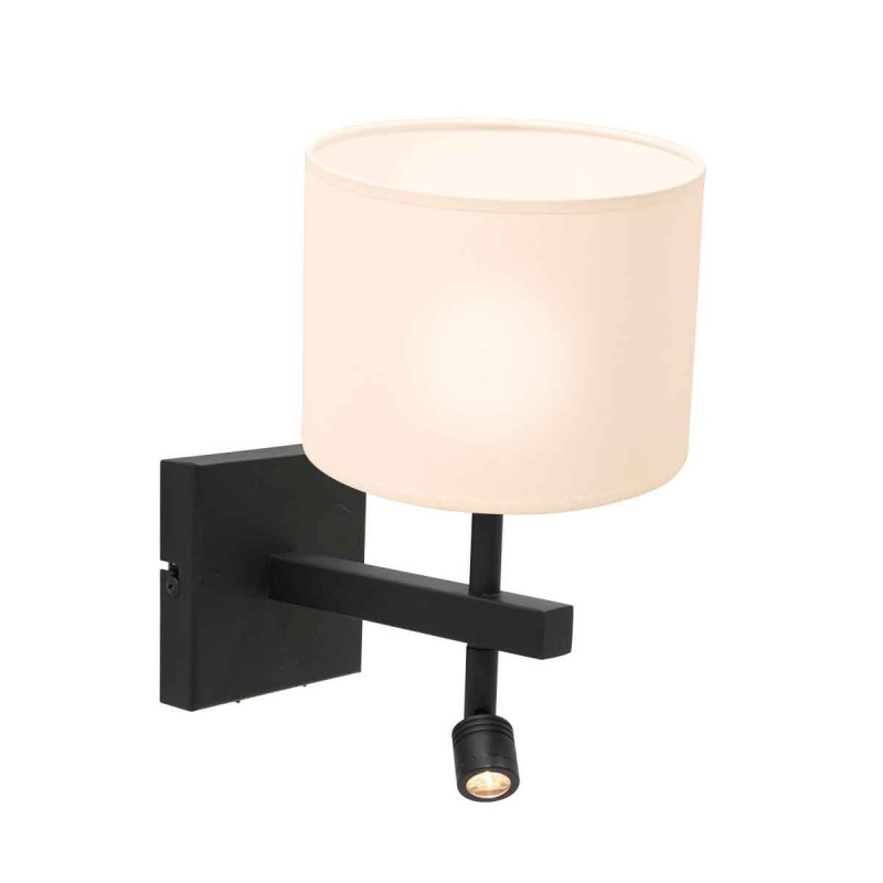 Steinhauer Wandlamp Stang met Leeslamp Linnen Wit