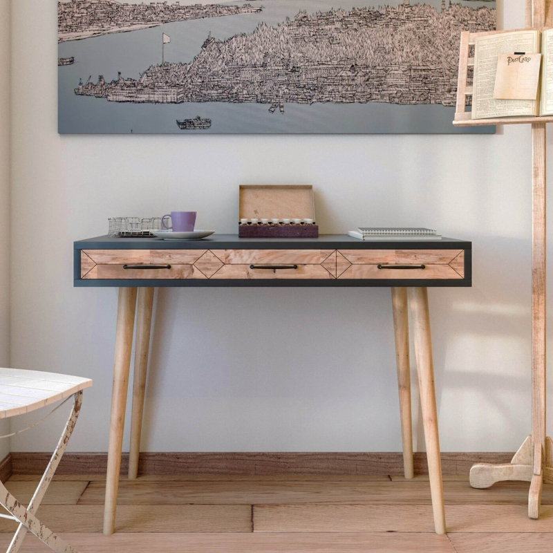 Bureau Milano Melamine Antraciet Pine