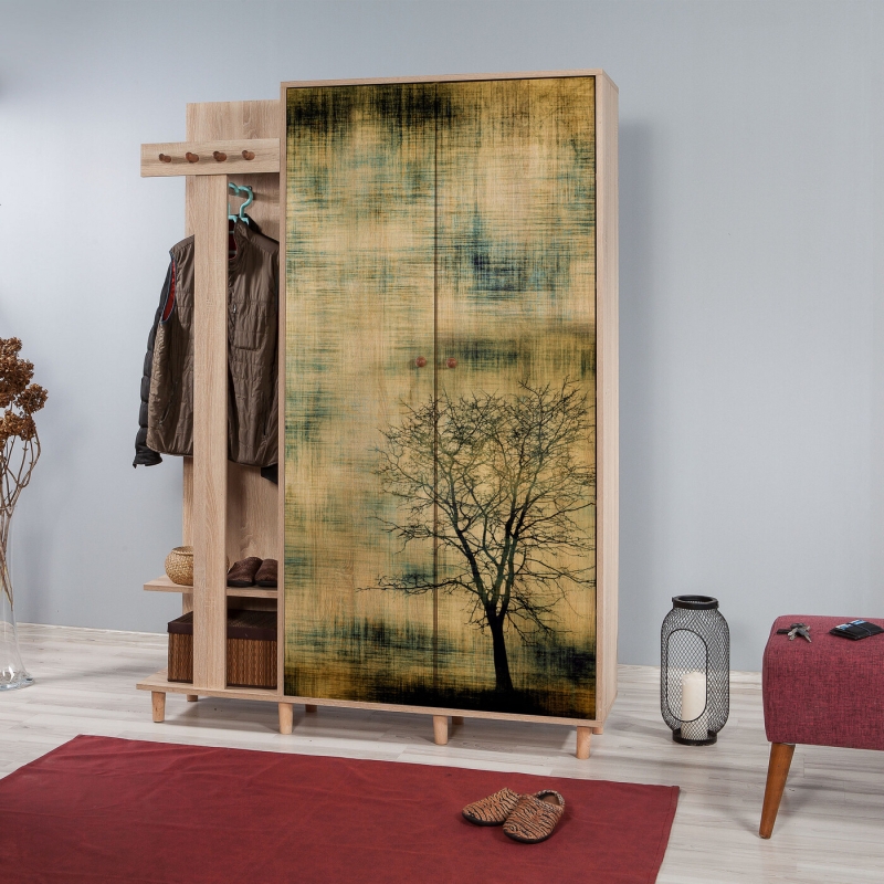 Garderobemeubel Garmanto Bomen Melamine Sonoma Eiken 135cm