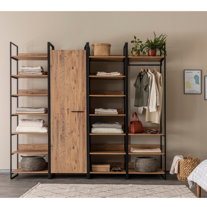 Kledingkast Dynamic A+B+B+C Melamine Naturel 256x225cm