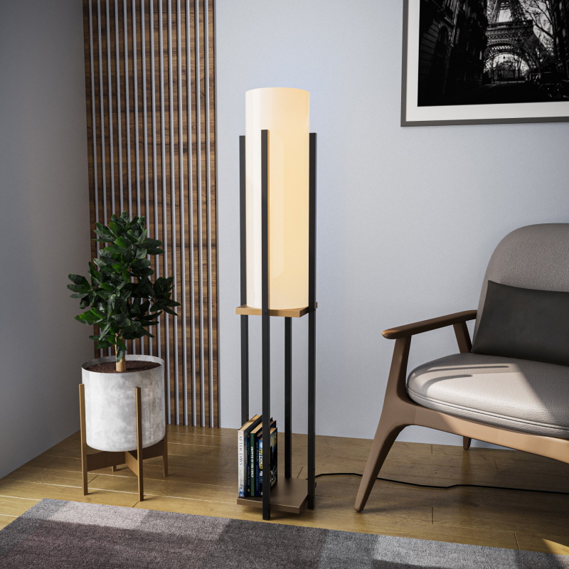 Vloerlamp Shelf Long Zwart/Goud