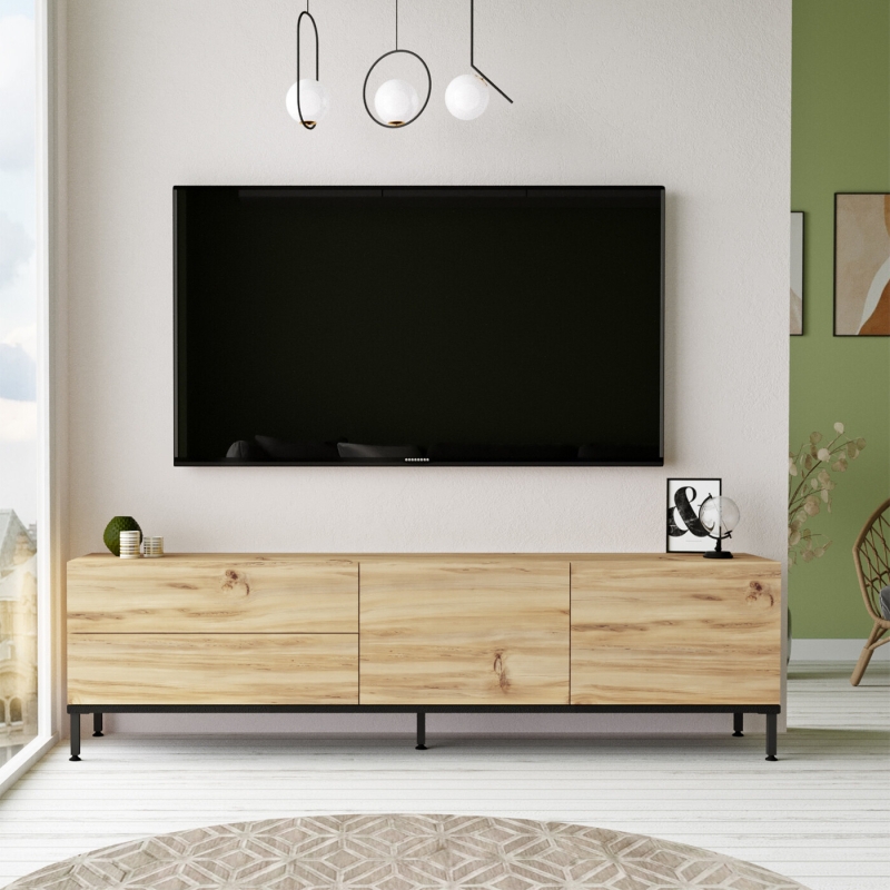 Tv-Meubel Laval Melamine Eiken Zwart 170cm