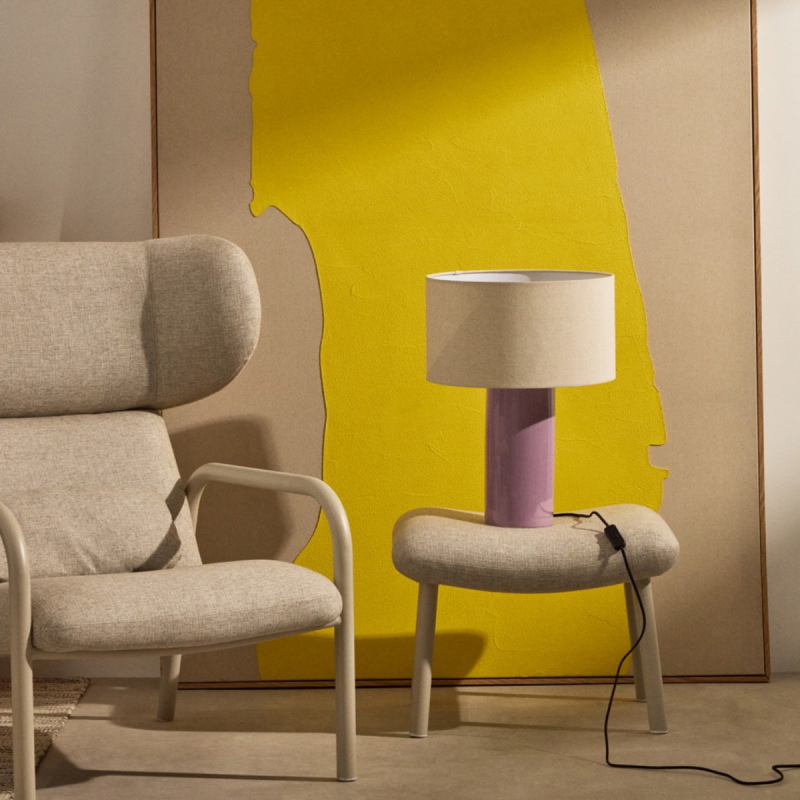Kave Home Tafellamp Toneric Lila/Beige Ø40cm