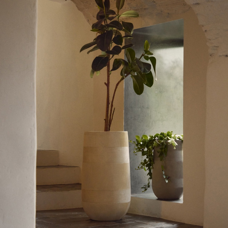 Kave Home Bloempot Tival Cement Beige Set van 2
