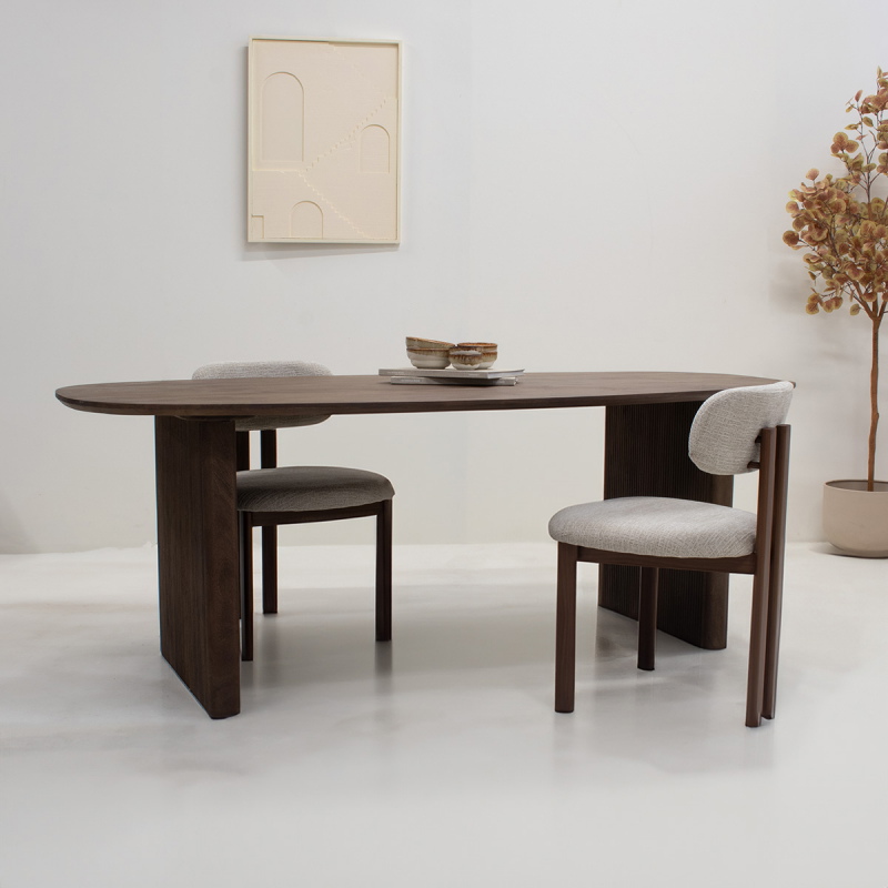 Eettafel Aya Donkerbruin Deens Ovaal 180cm - Giga Meubel