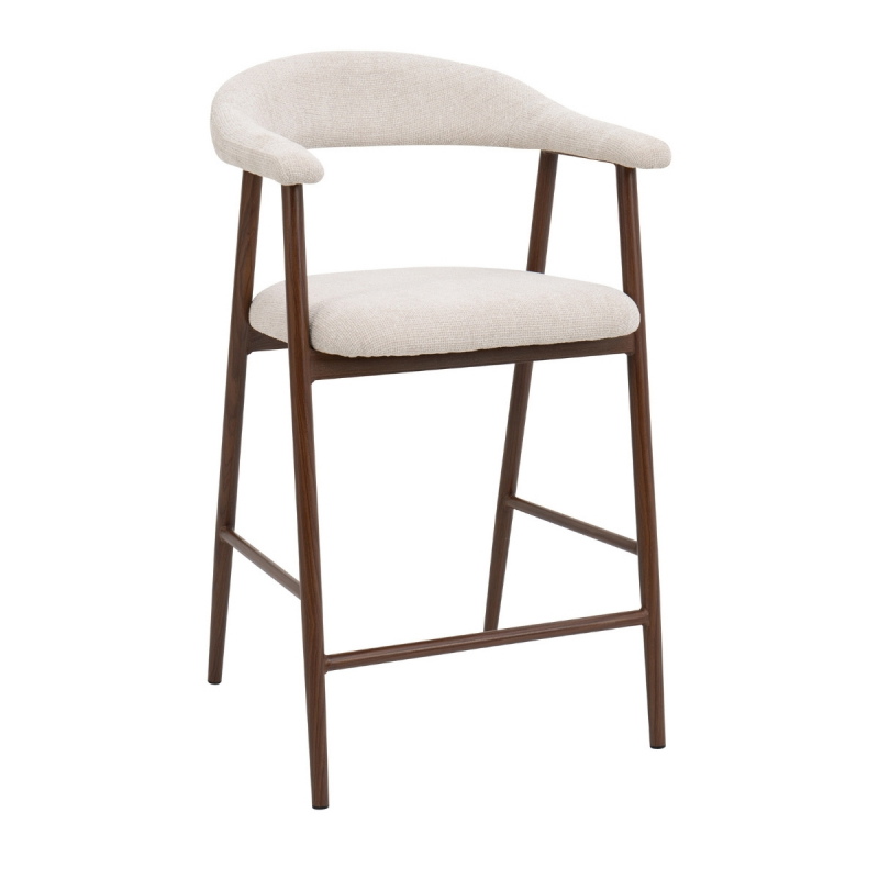 Barstoel Mila Beige/Walnoot - Giga Meubel