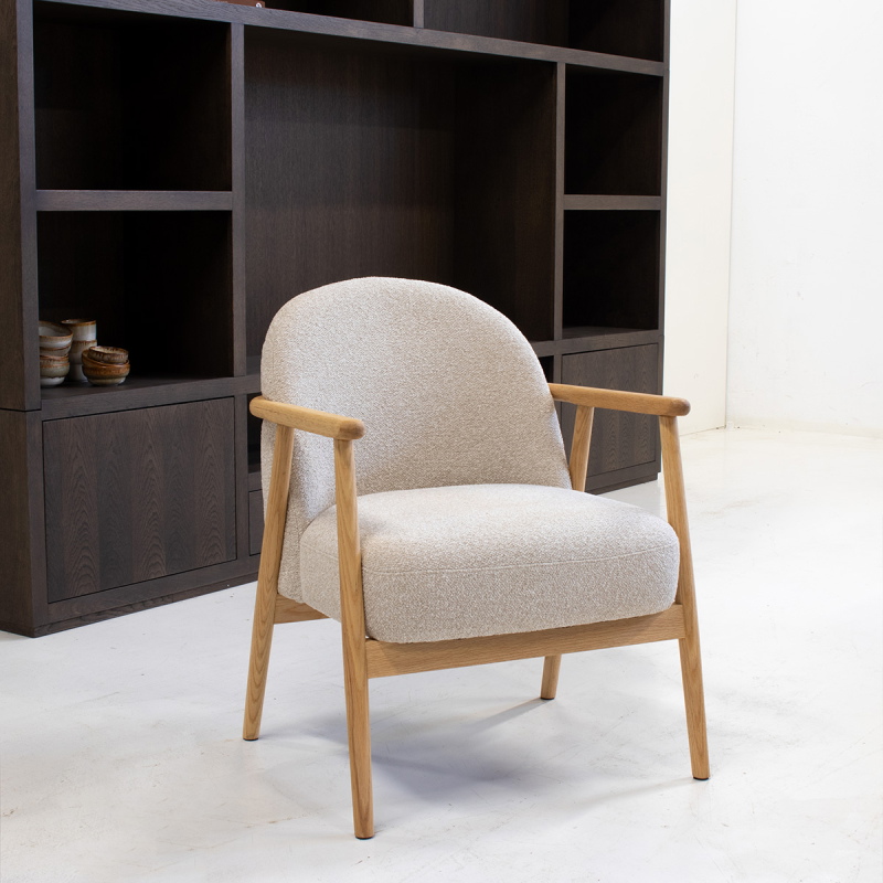 DÉJA Fauteuil Skövde Beige/Naturel Eiken