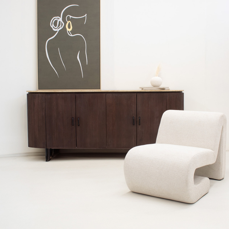 Dressoir Amber Donkerbruin Travertin 200cm - Giga Meubel