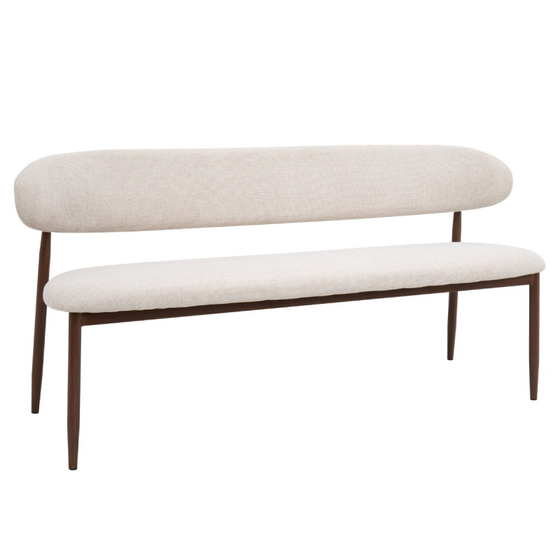 Eetkamerbank Alexia Beige/Walnoot 180cm - Giga Meubel