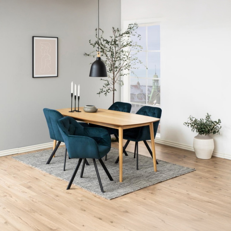 Eetkamerstoel Lida Met Armleuning Navy Blauw - Giga Living