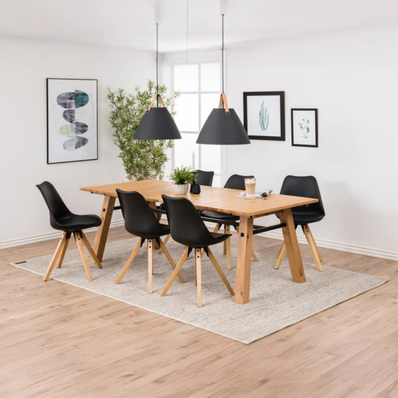 Eetkamerstoel Ljusvik Zwart/naturel Pu - Giga Living
