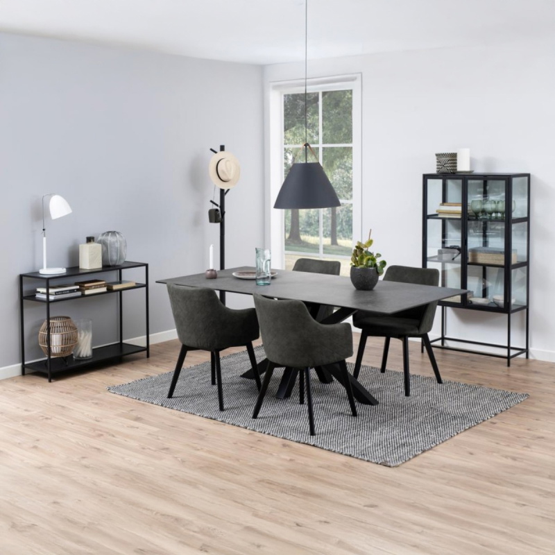 Eetkamerstoel Mollen Met Armleuning Antraciet Preston - Giga Living