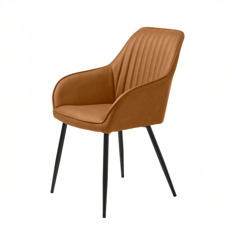 Eetkamerstoel Nolan Stripe Cognac Pu - Giga Living