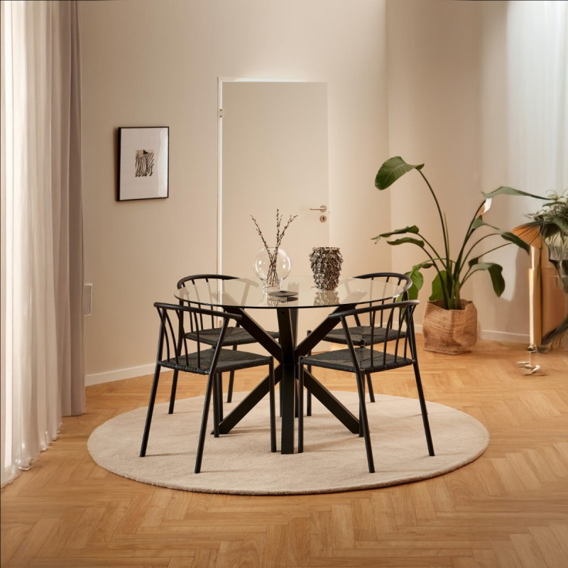 Eettafel Harrie Glas Zwart Ø119x75,5cm - Giga Living