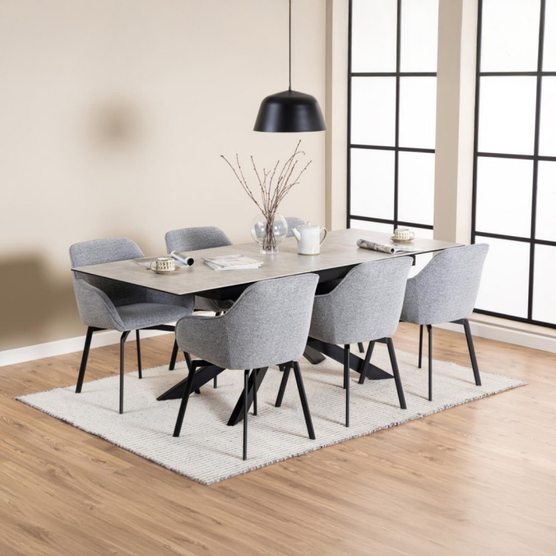 Eettafel Jorvik Keramiek Grijs Anista 168/210cm - Giga Living