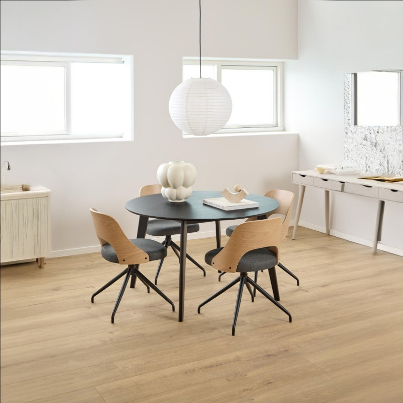 Eettafel Levi Eikenfineer Mat Zwart Ø120x76cm - Giga Living