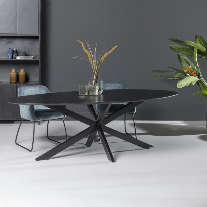 Livingfurn Eetkamertafel Oslo Ovaal Spider Zwart 160cm