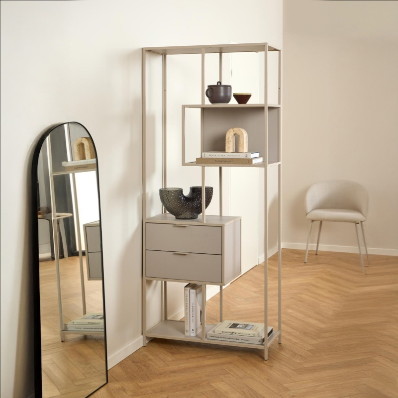 Boekenkast Varven Melamine Grijs Met Lades 185cm - Giga Living