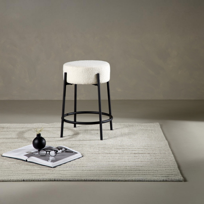 Fjôrd Barkruk Tucson Klein Wit Bouclé 60cm