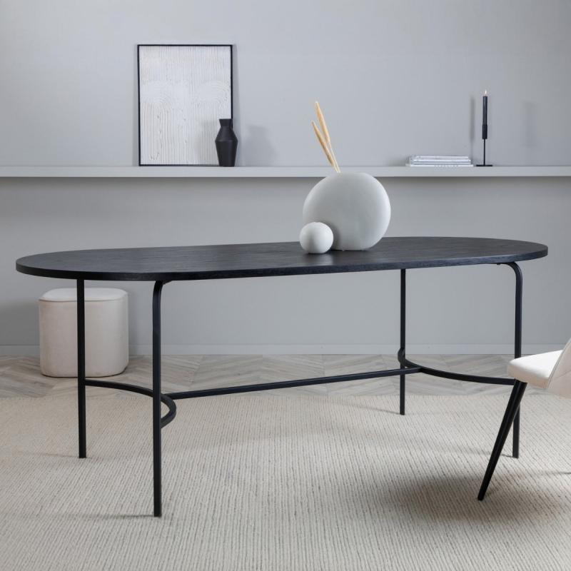 Fjôrd Eettafel Skate Ovaal Zwart Fineer