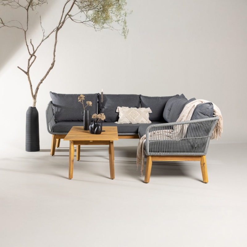 Fjôrd Loungeset Chania Naturel/Grijs Acaciahout