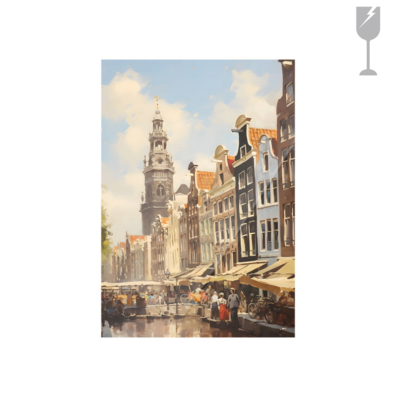Urban Cotton Glasschilderij Amsterdam 80x120cm