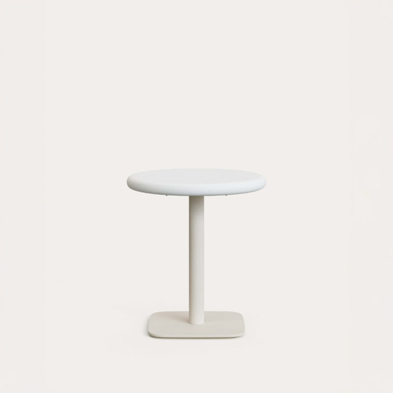 Kave Home Ronde Buitentafel Dina Wit Cement Ø70cm Met Onderstel 48x48x72cm
