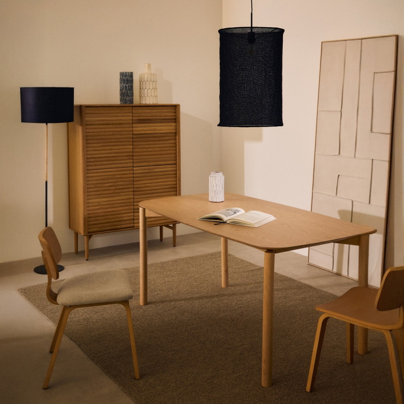 Kave Home Tafel Indara Essenhoutfineer en Rubberhout 160x90cm