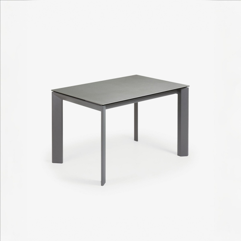 Kave Home Uitschuifbare Keramisch Tafel Axis met Antraciet Stalen Poten 120 (180)cm