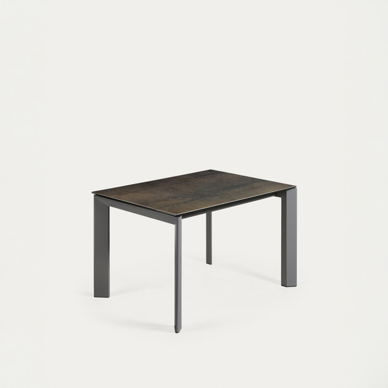 Kave Home Uitschuifbare Tafel Axis Porselein met Antraciet Stalen Poten 120 (180)cm