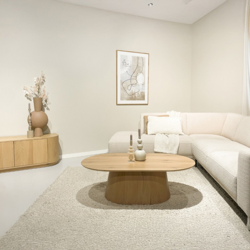 Livingfurn Salontafel Novero Ovaal Naturel Eikenfineer 120cm