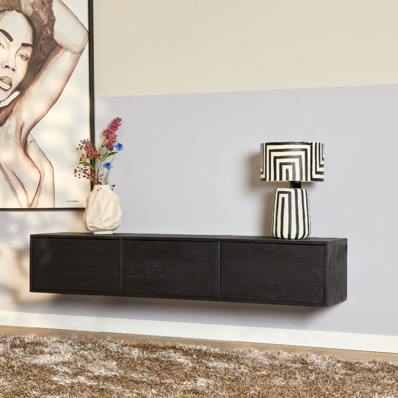 StarFurn Zwevend Tv-meubel Vision Zwart 160cm