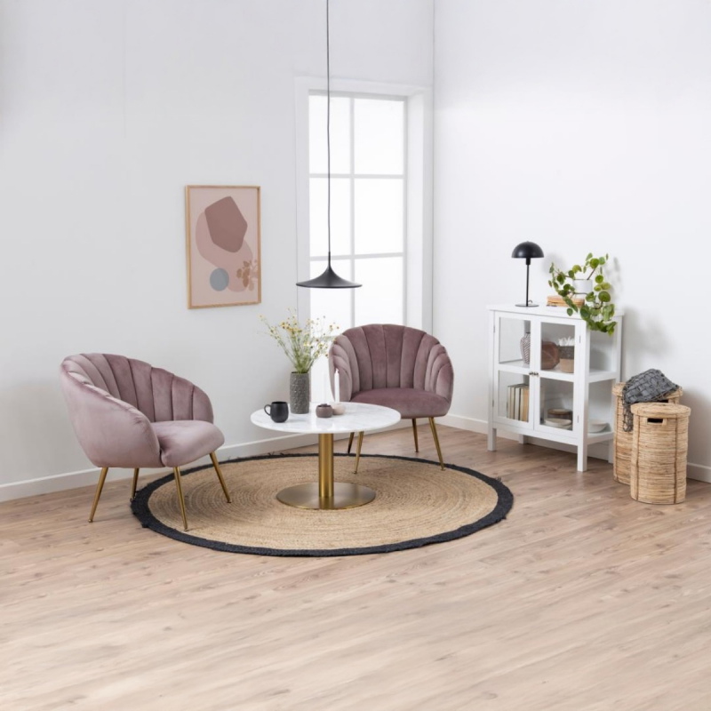 Salontafel Menno Marmer Wit Guangxi Ø80x45cm - Giga Living