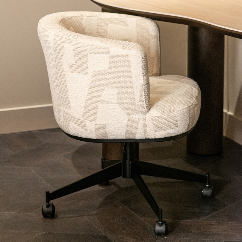 Richmond Draaistoel Rochenne met Wielen Beige Graffic