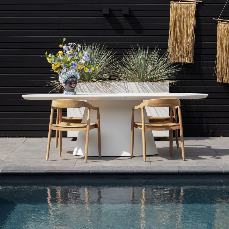 Tuintafel Cleo Ovaal Wit 240cm - Giga Meubel