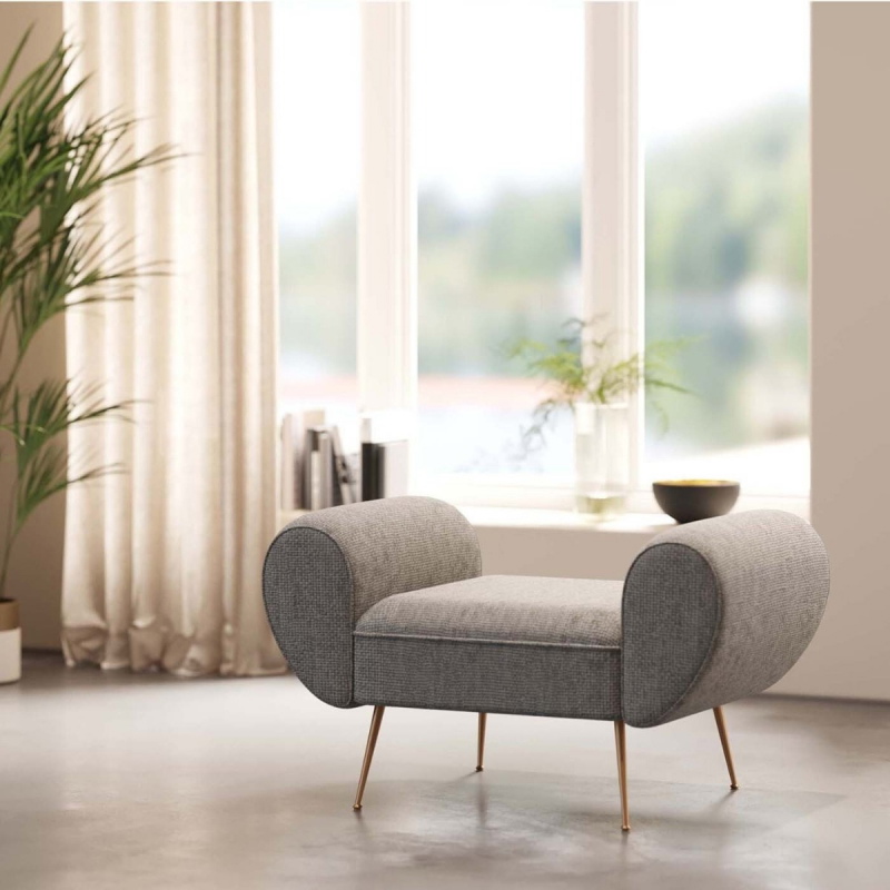 Kare Design Bankje Trono Grijs 100cm
