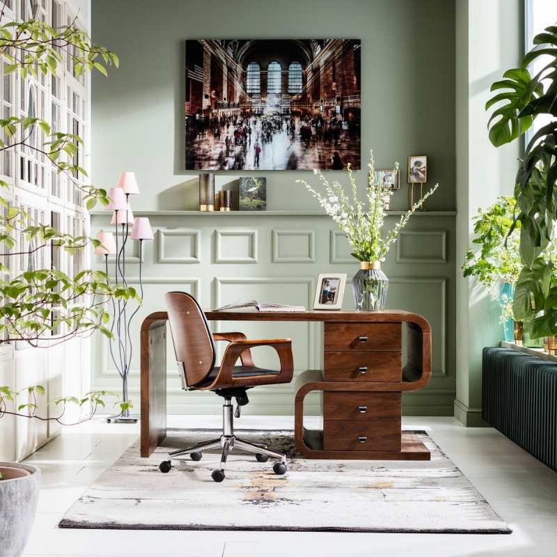 Kare Design Bureaustoel Patron Walnoot/Zwart