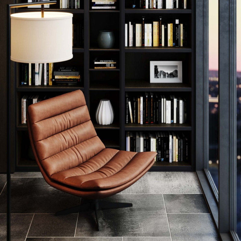 Kare Design Draaifauteuil Lido Bruin