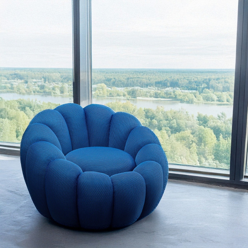 Kare Design Draaifauteuil Peppo Bloom Blauw