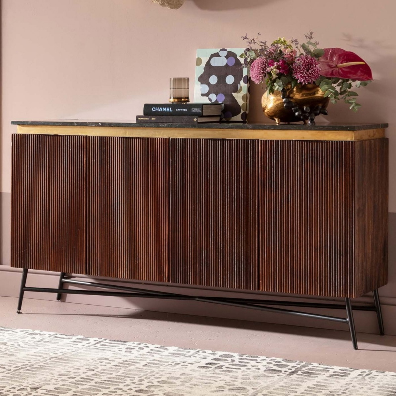 Kare Design Dressoir Catalina Zwart/Bruin 160cm