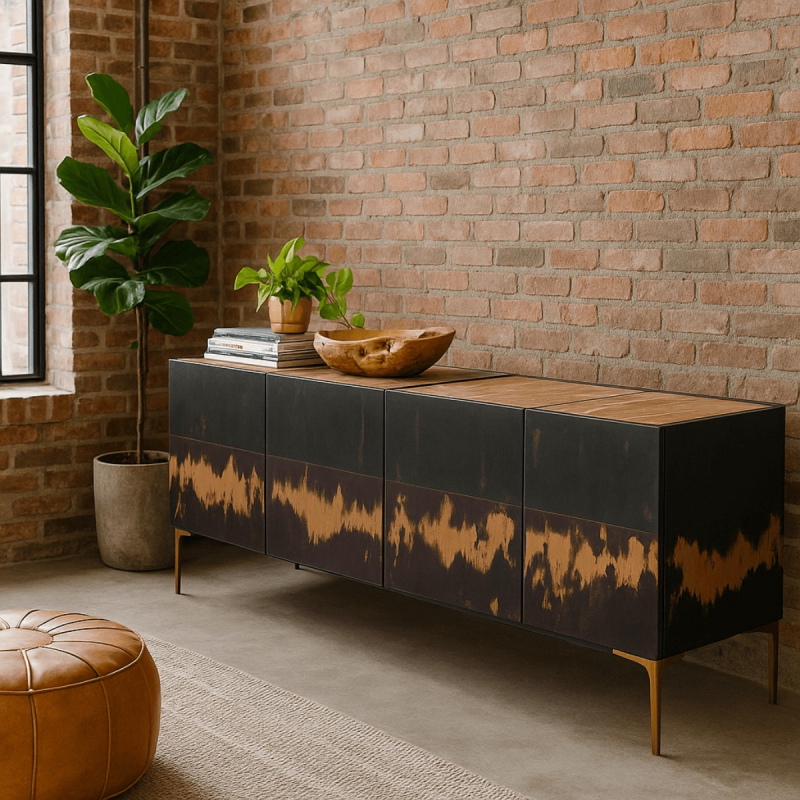 Kare Design Dressoir Fuoco Marmer Geel/Zwart