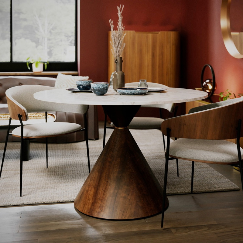 Kare Design Eettafel Cono Keramiek Wit/Bruin Ø120cm